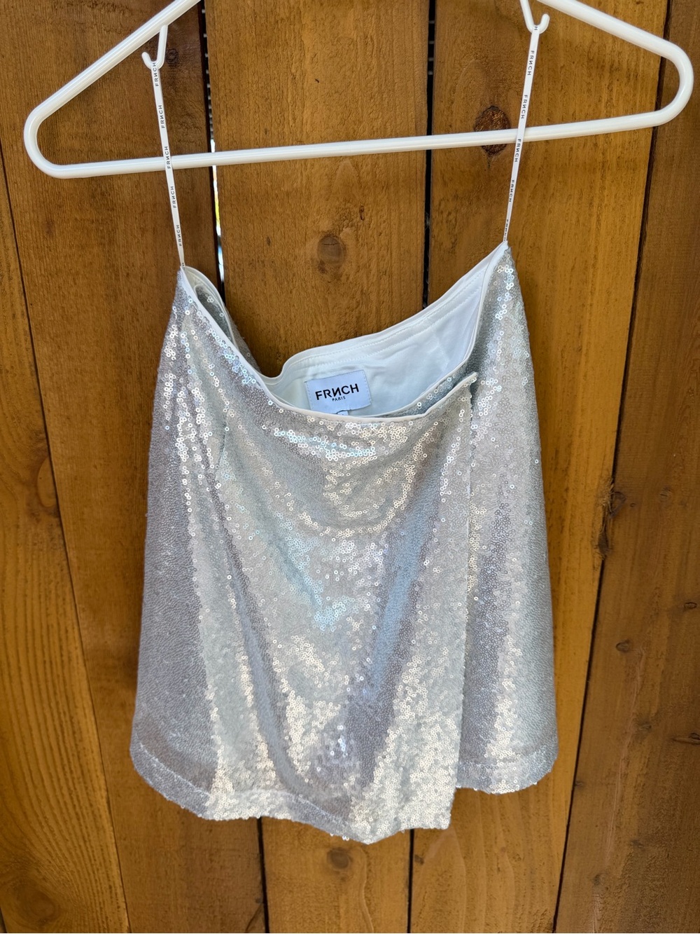 FRNCH Silver Sequin Mini Skirt